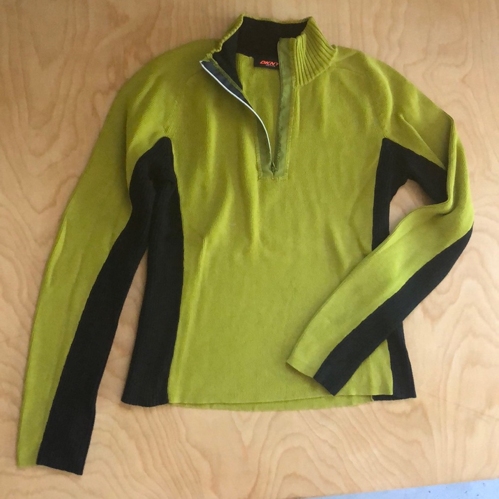 DKNY Active half-zip lime sweater knit.